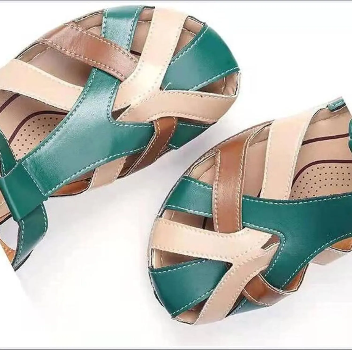 Womens Wedge Flip Flops Sandals with Arch Support Summer Comfortable Platform Closed Toe Sandals Summer Hollow Out Hook and Loop Gladiator Outdoor Shoes