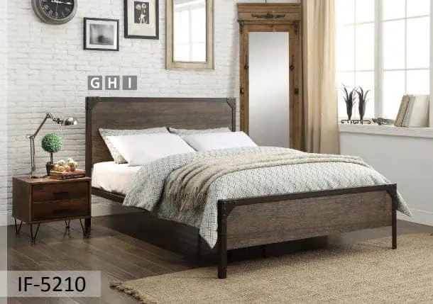 Wood Panel Bed with Steel Frame