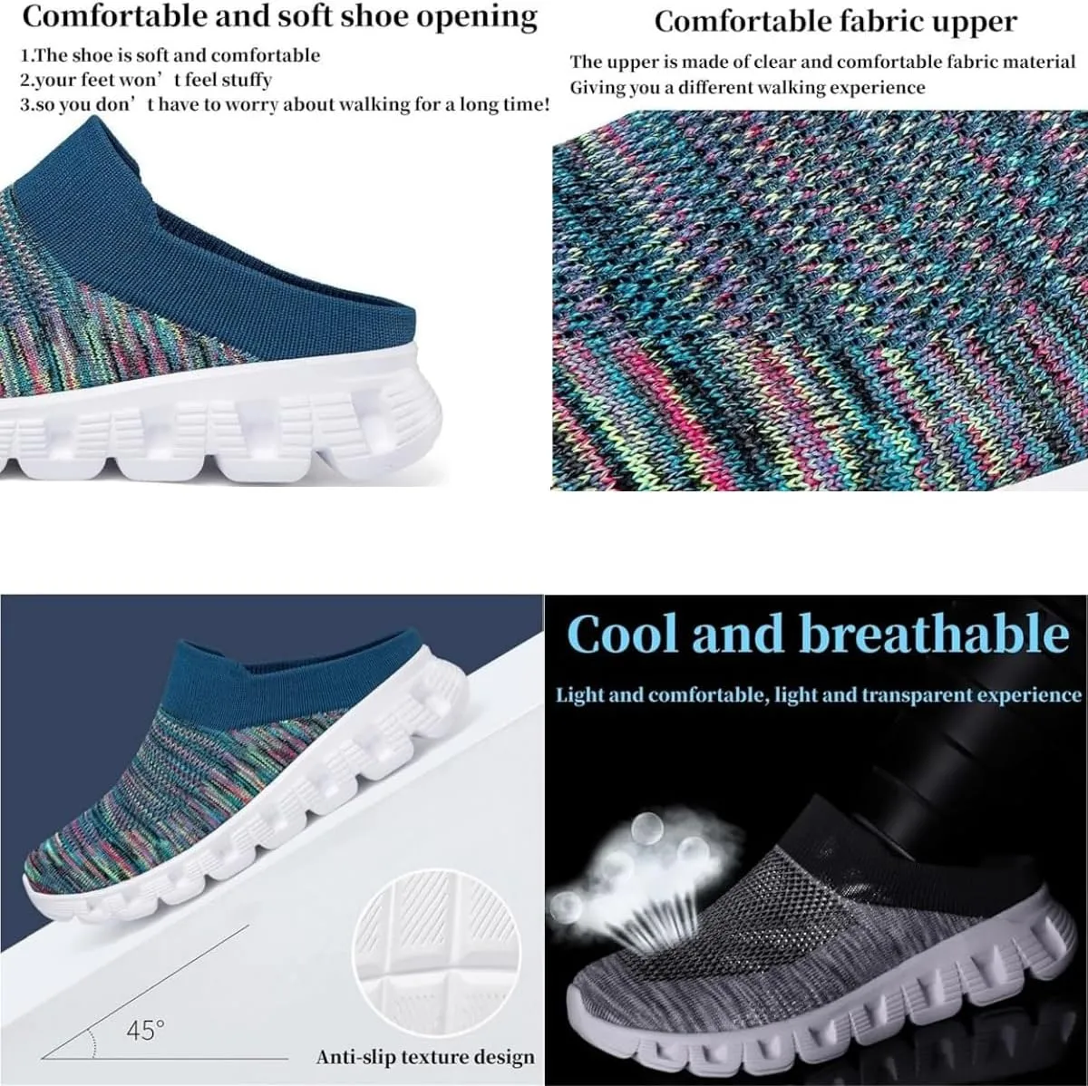 Woven Breathable Half Slippers for Men,Summer Casual Hollow Out Mesh Slip On Slippers,Walking Mules with Arch Support