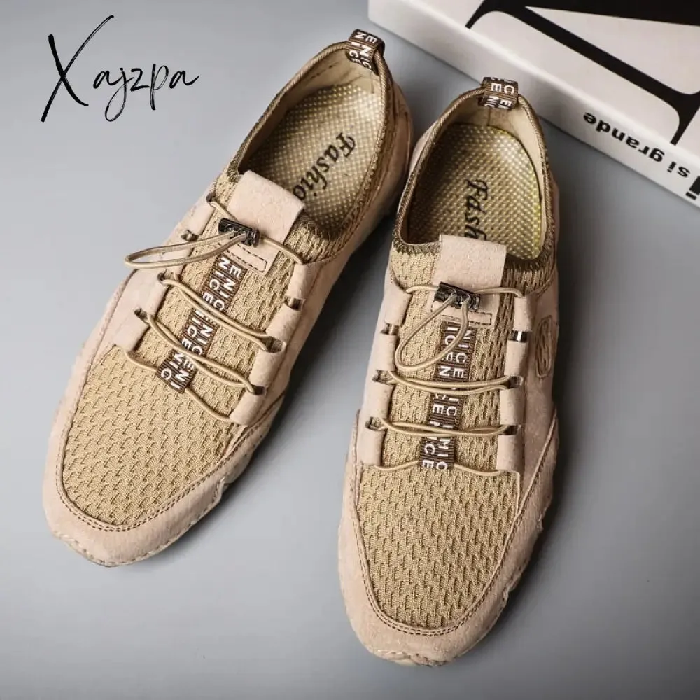 Xajzpa - Man Loafers Fashion Driving Flats Breathable Summer Men's Casual Shoes Lightweight Leisure Footwear Retro Loafer