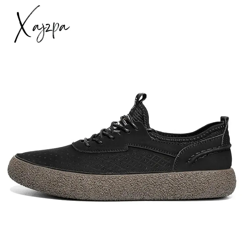 Xajzpa - Men's Casual Shoes Retro Driving Flats Fashion Genuine Leather Loafers Men Design Leisure Loafer Skateboard Shoe