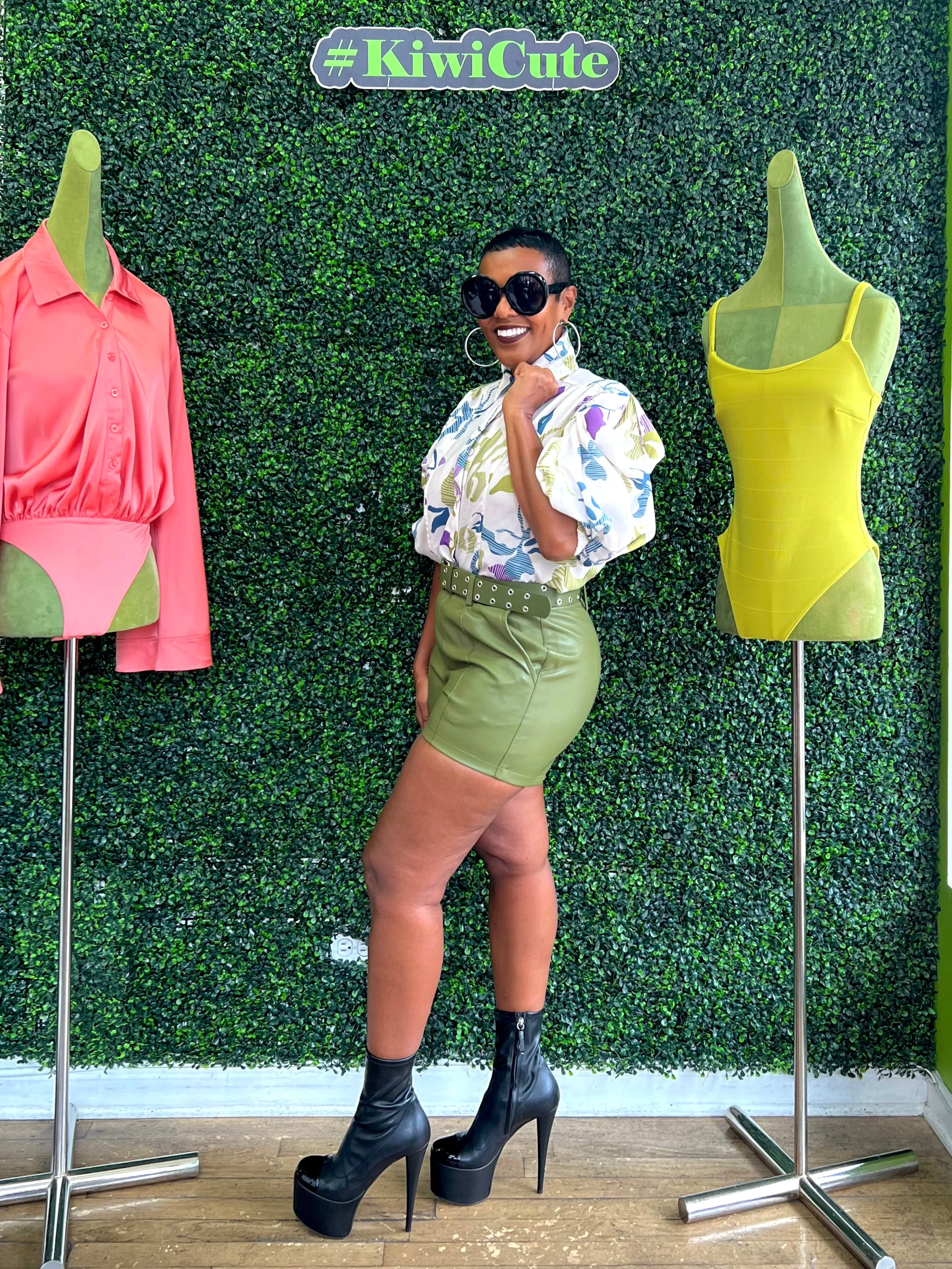 Yesenia Faux Leather Shorts (Olive Green)