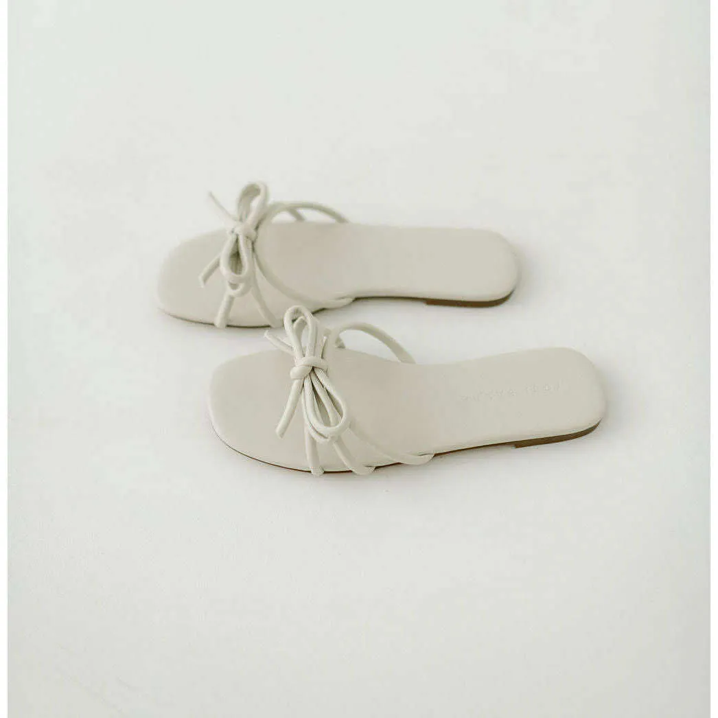 Yosi Semra Nicole Bow Slide in Bone