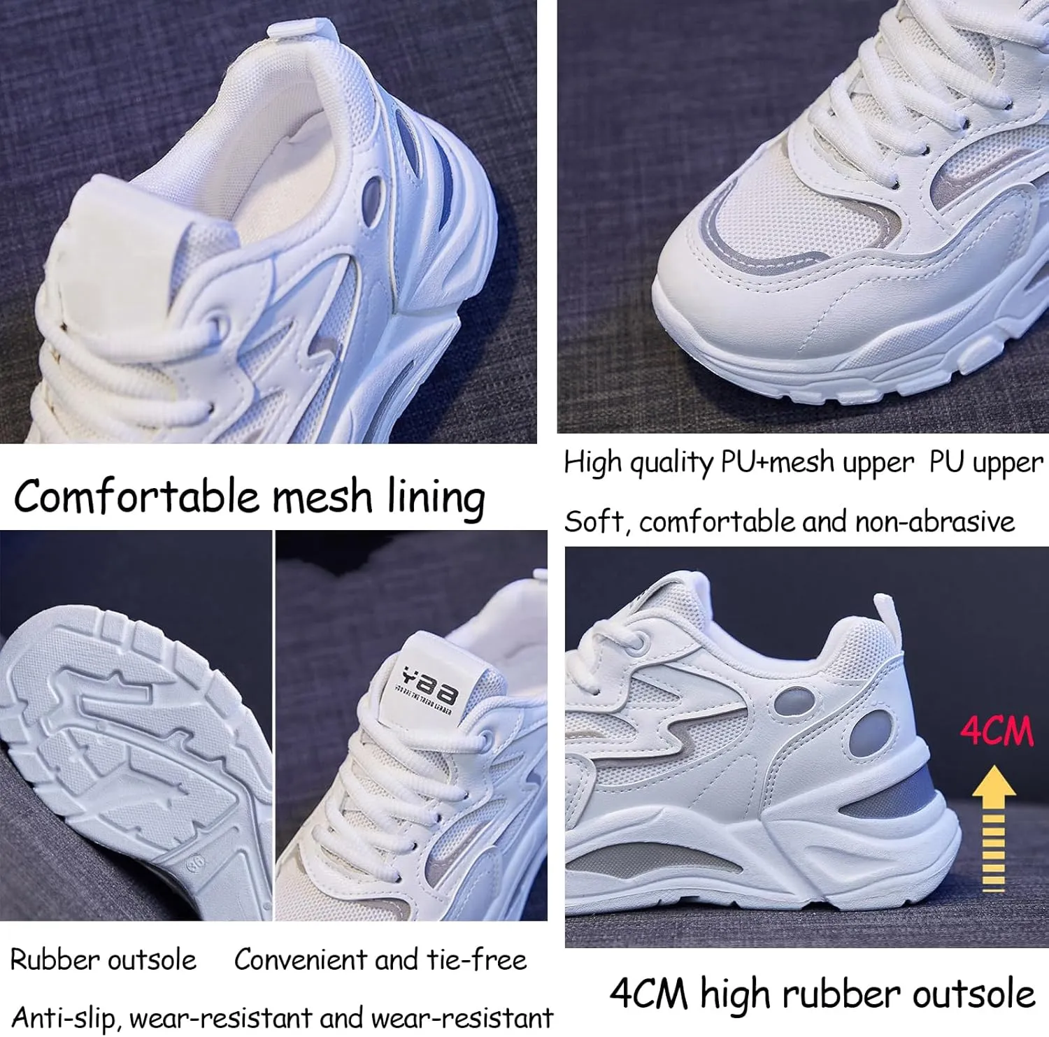 YTINGNICE Lace-up Chunky Sneakers,Chunky Fashion Sneakers for Women,Women's Platform Lace-Up Comfortable Dad Sneakers