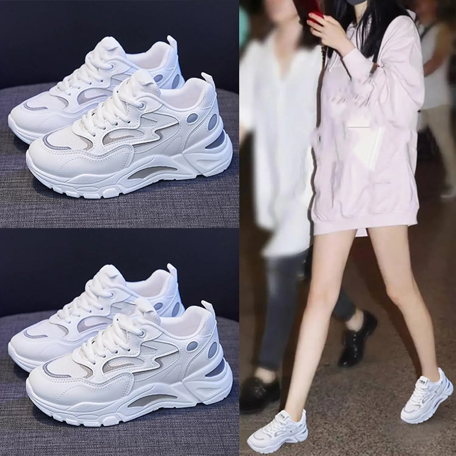 YTINGNICE Lace-up Chunky Sneakers,Chunky Fashion Sneakers for Women,Women's Platform Lace-Up Comfortable Dad Sneakers