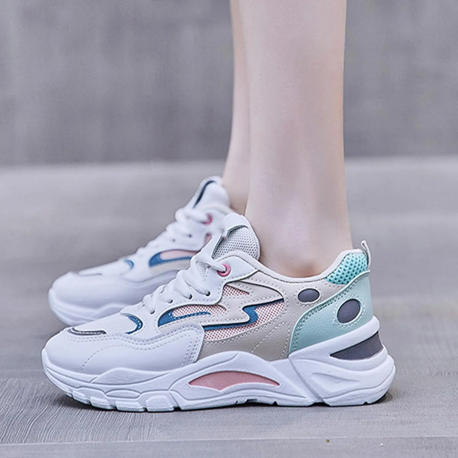 YTINGNICE Lace-up Chunky Sneakers,Chunky Fashion Sneakers for Women,Women's Platform Lace-Up Comfortable Dad Sneakers