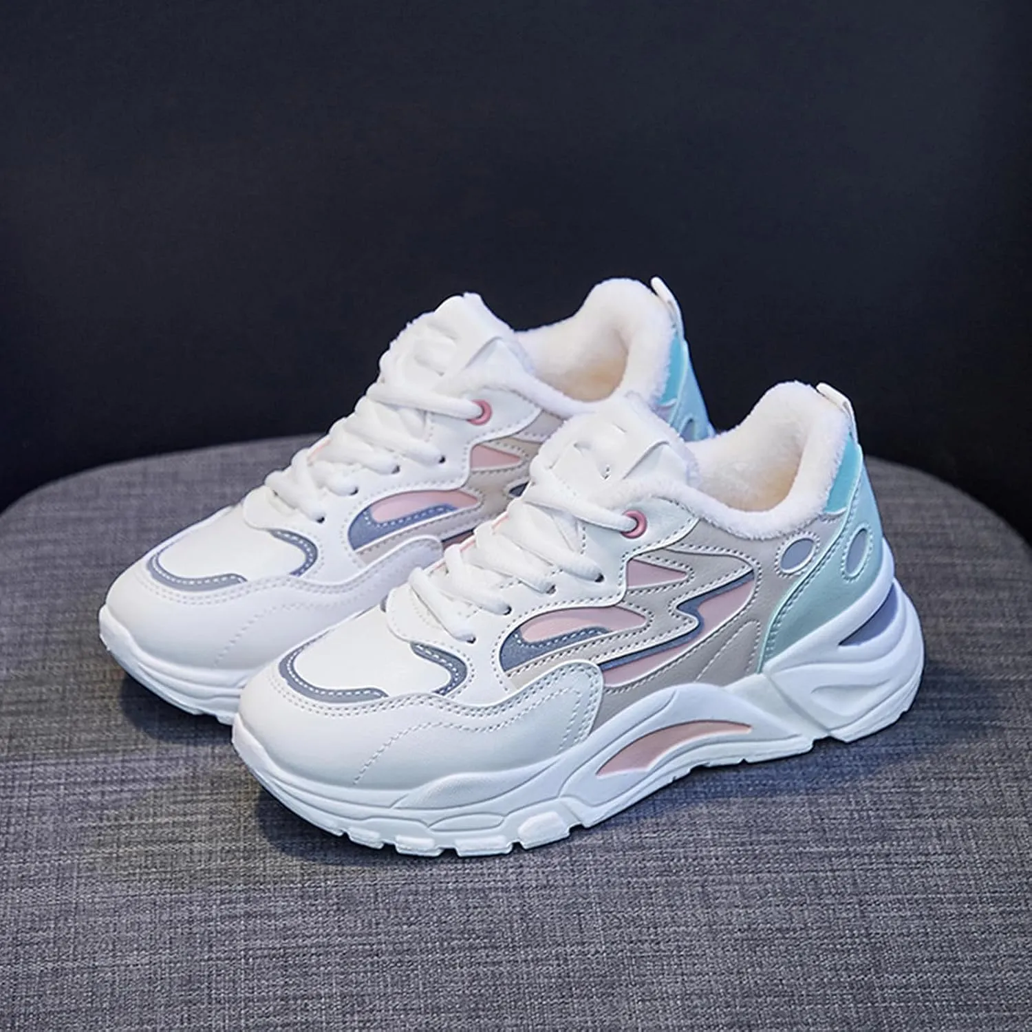 YTINGNICE Lace-up Chunky Sneakers,Chunky Fashion Sneakers for Women,Women's Platform Lace-Up Comfortable Dad Sneakers