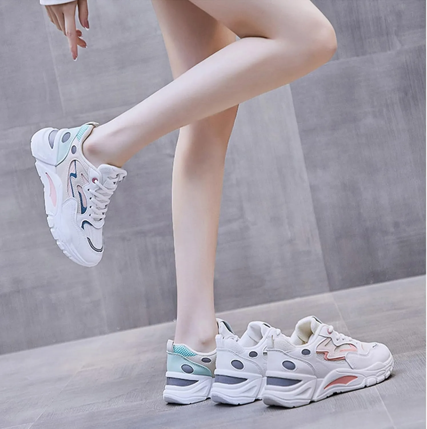 YTINGNICE Lace-up Chunky Sneakers,Chunky Fashion Sneakers for Women,Women's Platform Lace-Up Comfortable Dad Sneakers