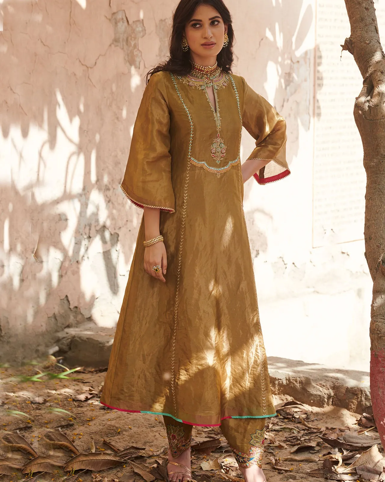 Zahra Golden A - Line Kurta Set